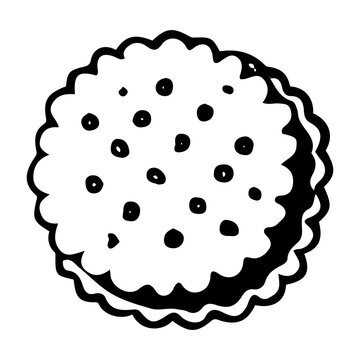 recommend clip art: Cookies sandwich with chocolate hand drawn doodle. Shortbread. Dessert food. Confectionery sweets. Sugar pastry. Bakery products. Vector outline line art illustration.