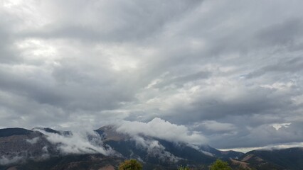 clouds in the mountains