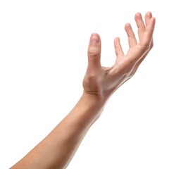 Obraz premium Empty hand man holding something on white background.