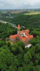 drone photo Clervaux Abbey Luxembourg europe