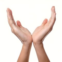 Empty two hand Woman's holding something on white background.