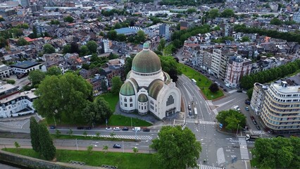 drone photo Saint Vincent church Liège Belgium europe