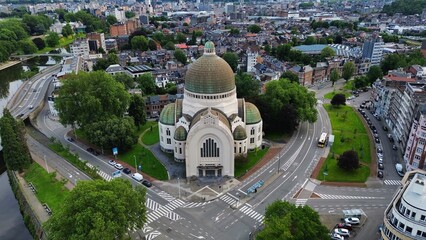 drone photo Saint Vincent church Liège Belgium europe