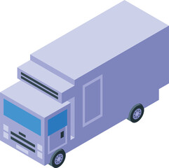 Fototapeta premium Refrigerator truck delivering fresh food to supermarket, isometric icon