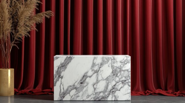 'agonal blur curtain backgroundMock wall splay product red marble table banner poduim display background diagonal studio dais showcase block white perspective'