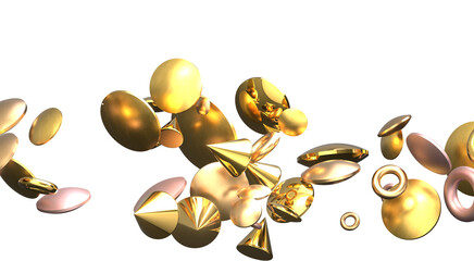 Euphoric Eruption: Magnificent 3D Illustration Showcasing Bursting gold Confetti