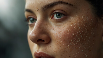Closeup shot of a woman with skin problems, dark spots on face