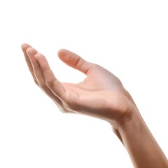 Empty hand Woman's holding something on white background.