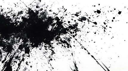 Obraz premium Abstract Ink Splash Art - Dynamic Black Ink Explosion on White Canvas,painted Grunge badge brush