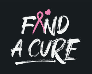 ''Find A Cure'' Vector breast cancer t shirt design, breast cancer awareness shirt design.