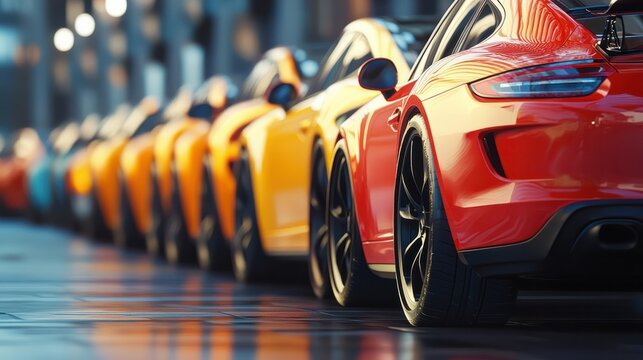 Cars in a row. Used car sales.