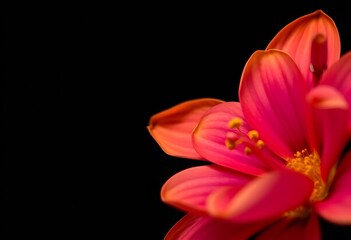 Fototapeta premium Pink flower close up on black background