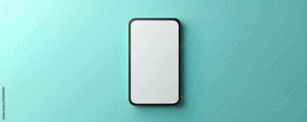 Aufkleber minimalist white rectangular button on teal background for modern design
