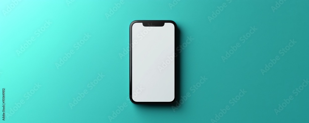 Aufkleber simple blank white rectangular button on turquoise background