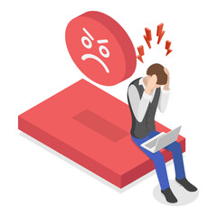 3D Isometric Flat Vector Set of Mood Scenes, Client Review. Item 5