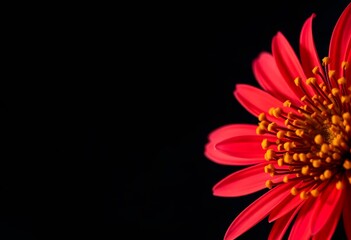 Pink flower close up on black background