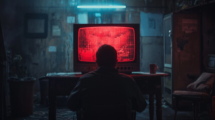 Obraz premium the alone man watching the tv