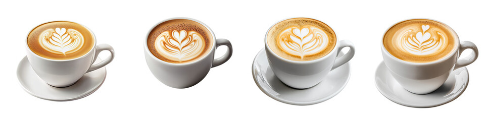 set of a Coffee Cup Cappuccino, Coffee Cup Designs, Coffee Cup Images, Coffee Cup Designs, Coffee Cup Beauty, Coffee Cup Styles, Coffee Mugs, Coffee Cup Collection, on a transparent backgrounds