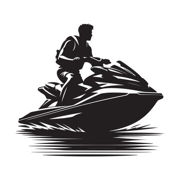 recommend clip art: Personal Watercraft vector art silhouette design