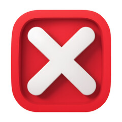 Obraz premium 3D Red Cross Symbol for Incorrect Isolated on Transparent Background 