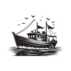 Boat vector art silhouette design