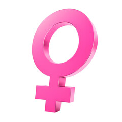 3D Pink Female Symbol Render Isolated on Transparent Background
