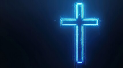 good friday blue neon lettering on plain dark black background