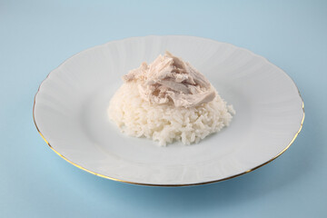 Hainanese chicken rice on the table