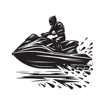 recommend clip art: Personal Watercraft vector art silhouette design