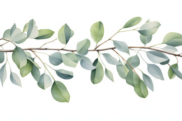 A drawing of a branch with green leaves and the word spring