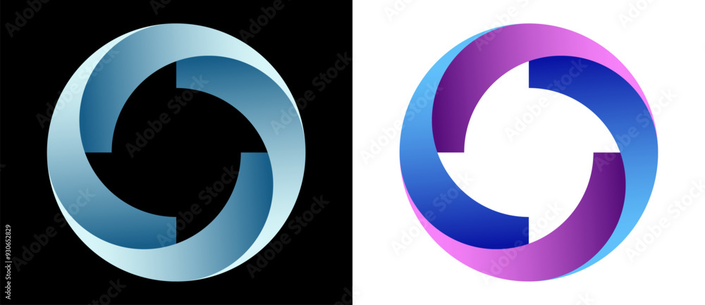 Poster abstract color spiral over black and white backgrounds. swirl pattern logo or icon.