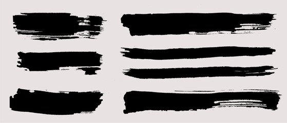 Brush strokes vector. Set of text boxes. Paintbrush collection. Grunge design elements. Dirty texture banners. Painted rectangles and long strokes