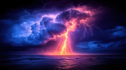 Electric Fury Over the Ocean