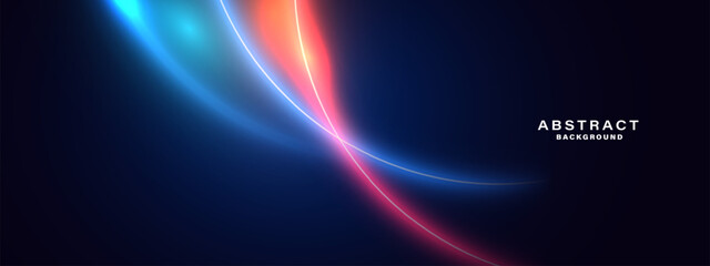 Abstract blue technology background with glowing neon light effect.