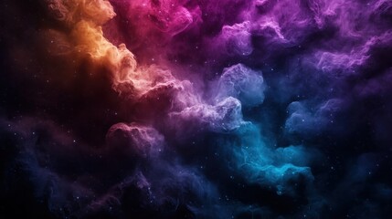 Fototapeta premium A mesmerizing display of multi-colored nebula clouds in space, blending vibrant pinks, purples, blues, and oranges, creating a stunning cosmic phenomenon.