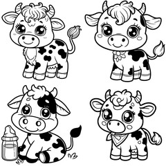Obraz premium coloring page for toddle of cut Cow