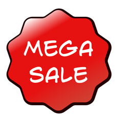 Mega sale tag. Mega sale label and tag. Sticker with word mega sale, sales label collection suitable for design promotion media isolated on transparent background.
