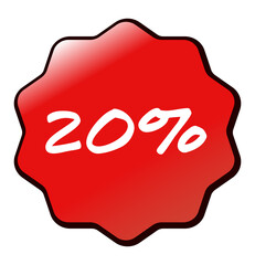 20% Discount sale tag,  Sale offer price sign. Special offer symbol isolated on transparent background.