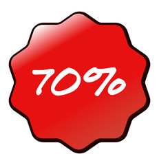 70% Discount sale tag,  Sale offer price sign. Special offer symbol isolated on transparent background.