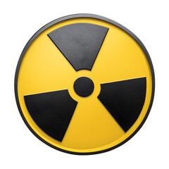 Fototapeta premium 3D Nuclear Radioactivity Symbol in Yellow and Black Isolated on Transparent Background 