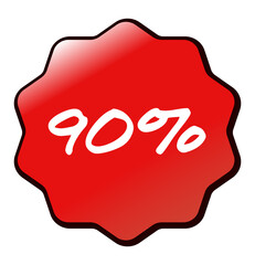 90% Discount sale tag,  Sale offer price sign. Special offer symbol isolated on transparent background.