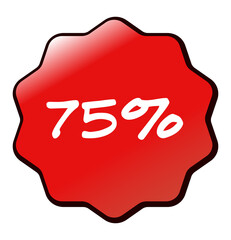 75% Discount sale tag,  Sale offer price sign. Special offer symbol isolated on transparent background.