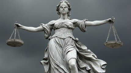 Lady Justice Against Stormy Sky