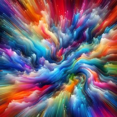 Explosive Burst of Vibrant Colors in Dynamic Abstract Art
