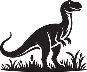 dinosaur and tree black and white silhouette vector art flat graphic design background outline illustrations