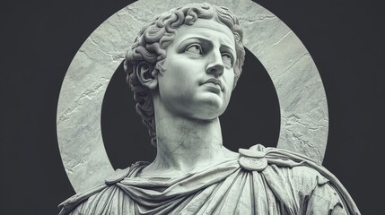 Classical Marble Statue with Halo