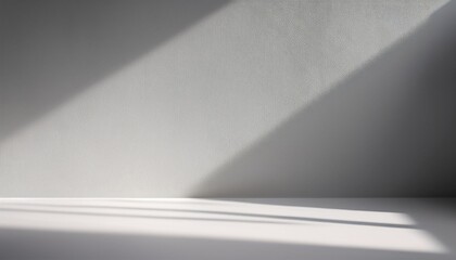 minimalistic abstract light grey wall background for product presentation with sunlight shadow