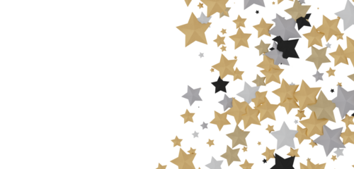Stars - Holiday golden decoration, glitter frame isolated -