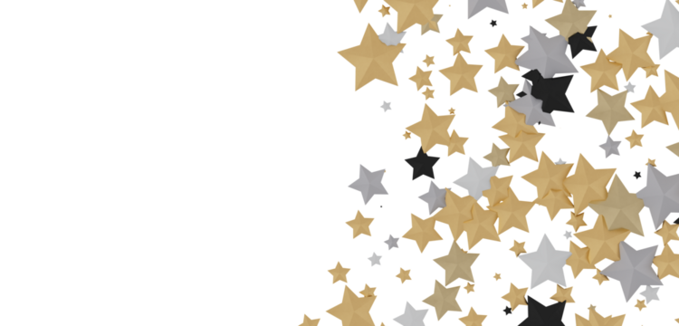 Stars - Holiday golden decoration, glitter frame isolated -