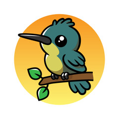 Cartoon of a Hummingbirds cute and engaging resting on a branch